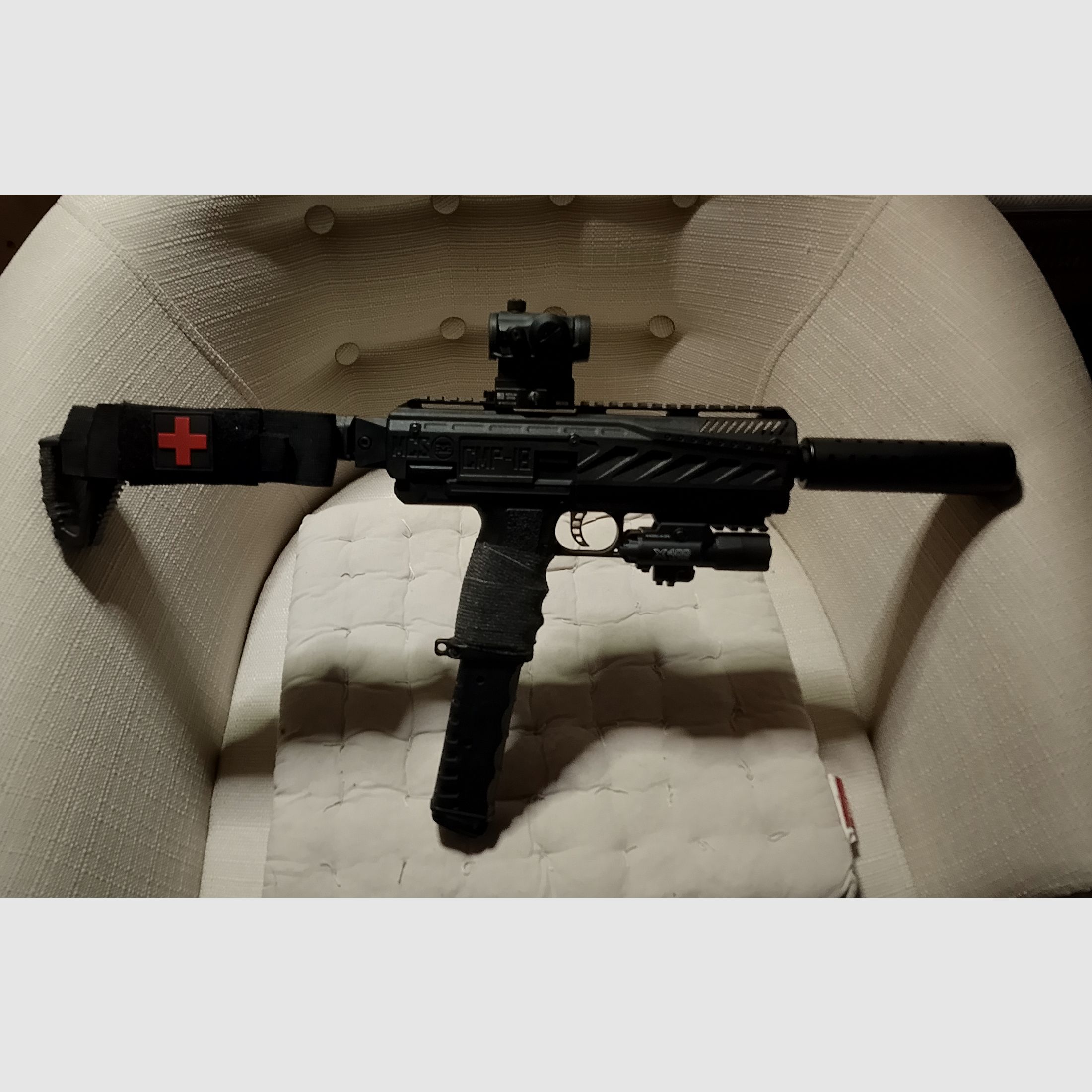 !Update! Tippmann Tipx MSC Body Kit Markierer .68 Zubehör Paintballs Gummibälle Alu Kugeln Cal 68 CO2 Set Visier Rot Grün Punkt Socom Laser Lampe