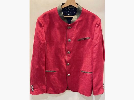Maximilian veste en lin Murau en rouge