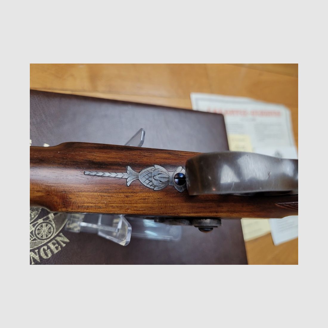 Match Siber Perkussionspistole – Hege Fertigung – Originalbox mit Werkzeugen – Schweizer Präzisionsschießen Kal. 33 – Form geliefert – Abzugstecher – Neu!, Bild 16 von 23