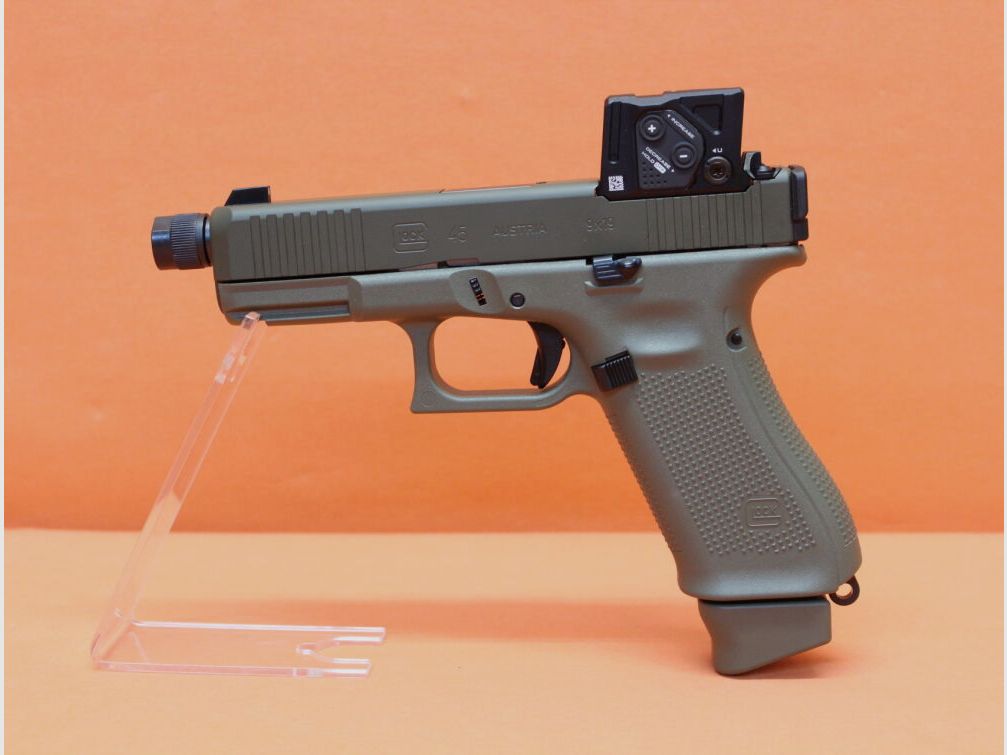 Glock Ha.Pistole 9mmLuger Glock45 Gen5 A-CUT Aimpoint COA Combo Hunter Edition OD Green m. Red Dot Sight, Bild 1 von 10