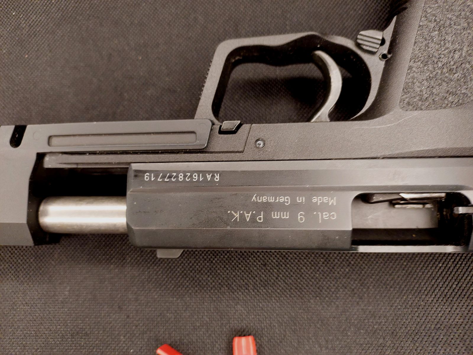 Röhm RG 96 Match Schreckschusspistole brüniert Kal. 9 mm P.A.K brüniert (PTB 699) RG 96 Set mit Matchaufsatz und 2 Magazinen