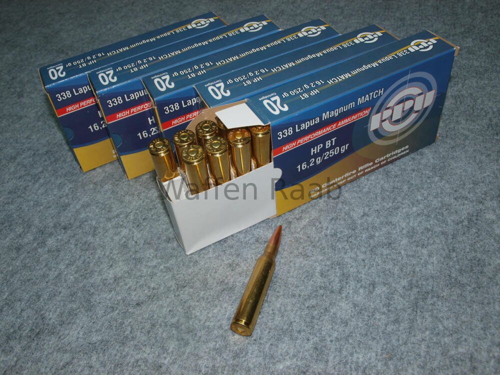 PPU 338 Lapua Magnum Match	 PPU 338 Lapua Magnum Match  HP BT 250grs.