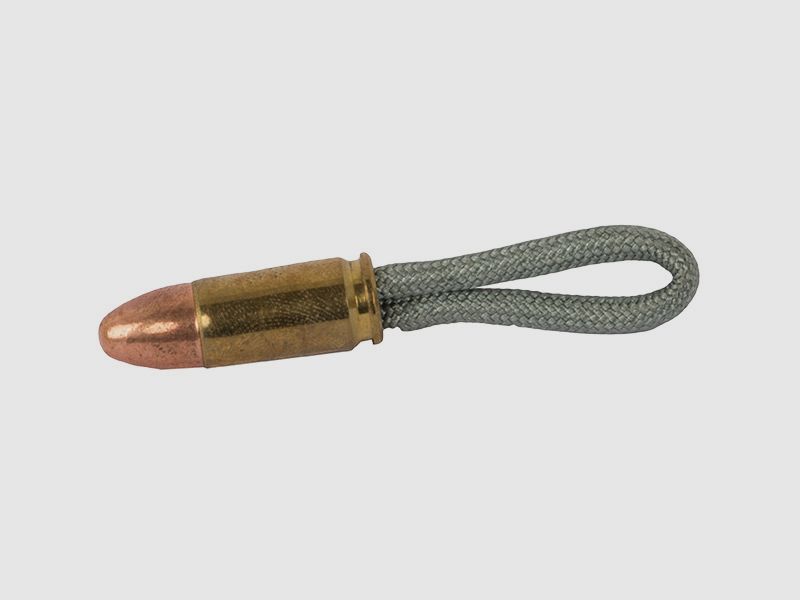 SchlĂĽsselanhĂ¤nger Parachute Cord mit 9 x 19 mm 9 mm Luger Patrone grau silber handgefertigt