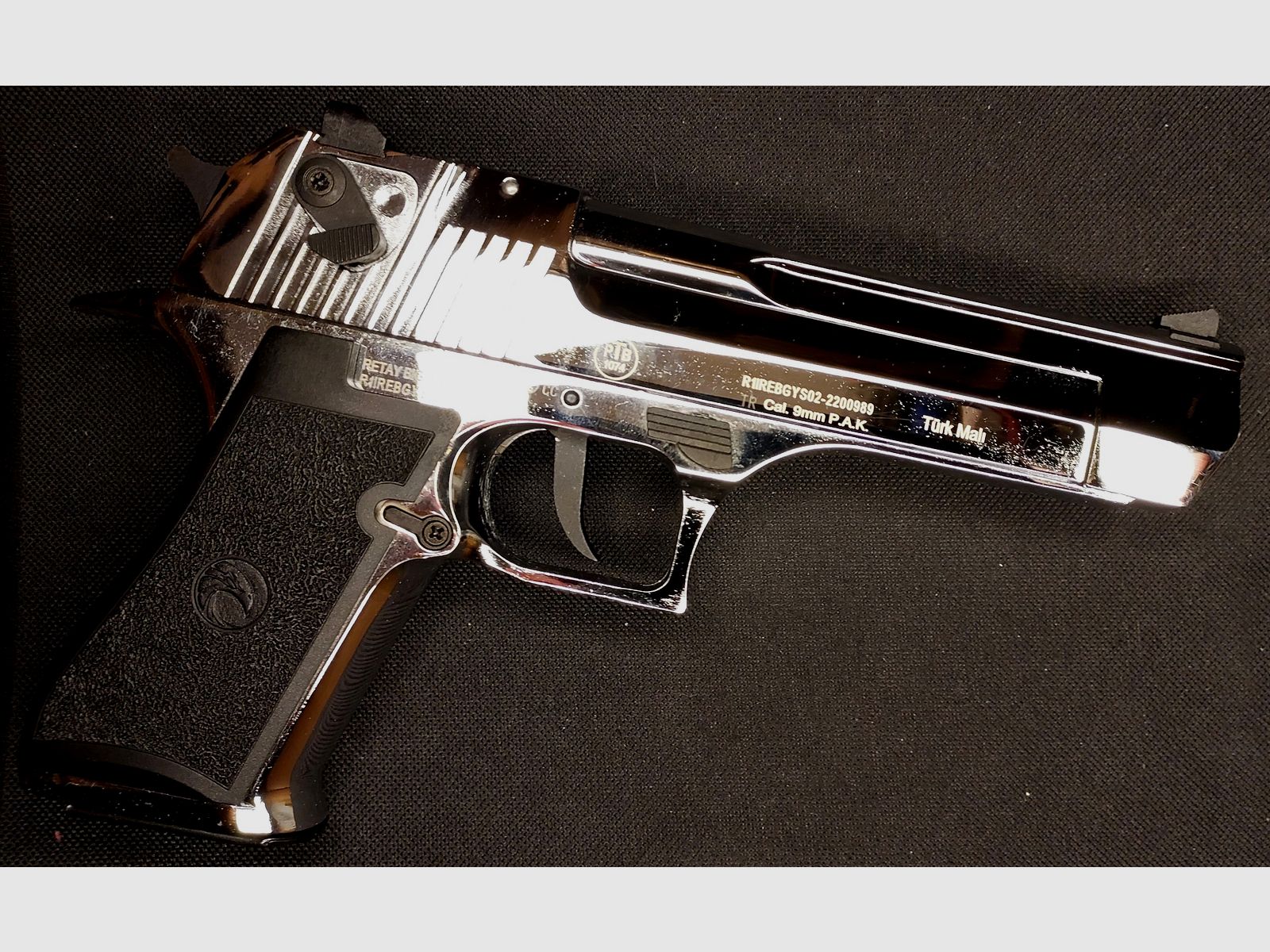 Retay Big Fifty Schreckschusspistole 9mm P.A.K. Chrom-Finish (PTB 1074) wie neu!