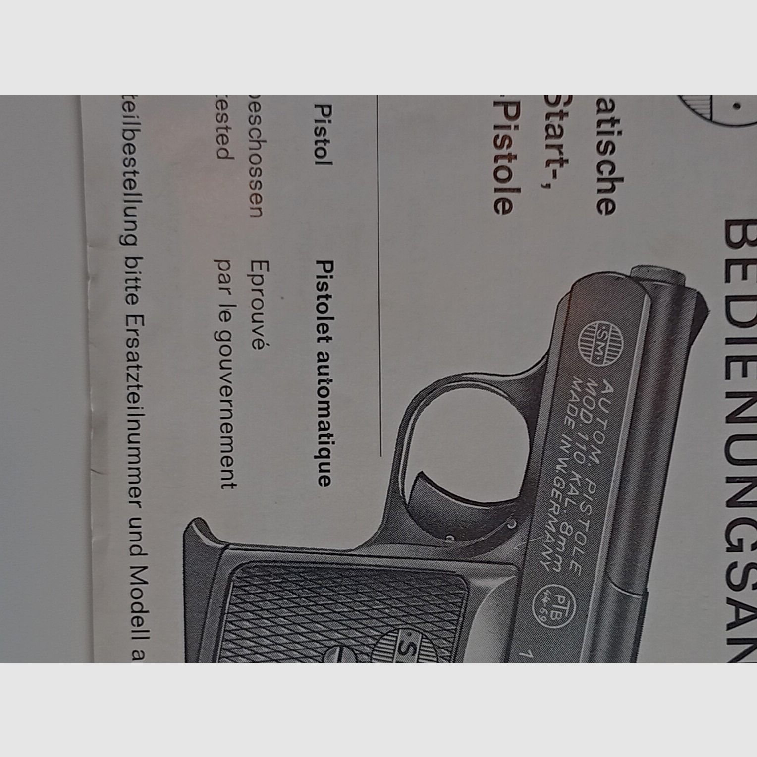 Pocket pistol SM model 110, signal/blank/gas, ejection at the front