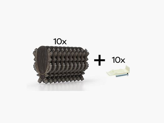 Pakket van 10 gesculpteerde trofeeplaten 23x15 cm + 10 plastic standaards - Donker