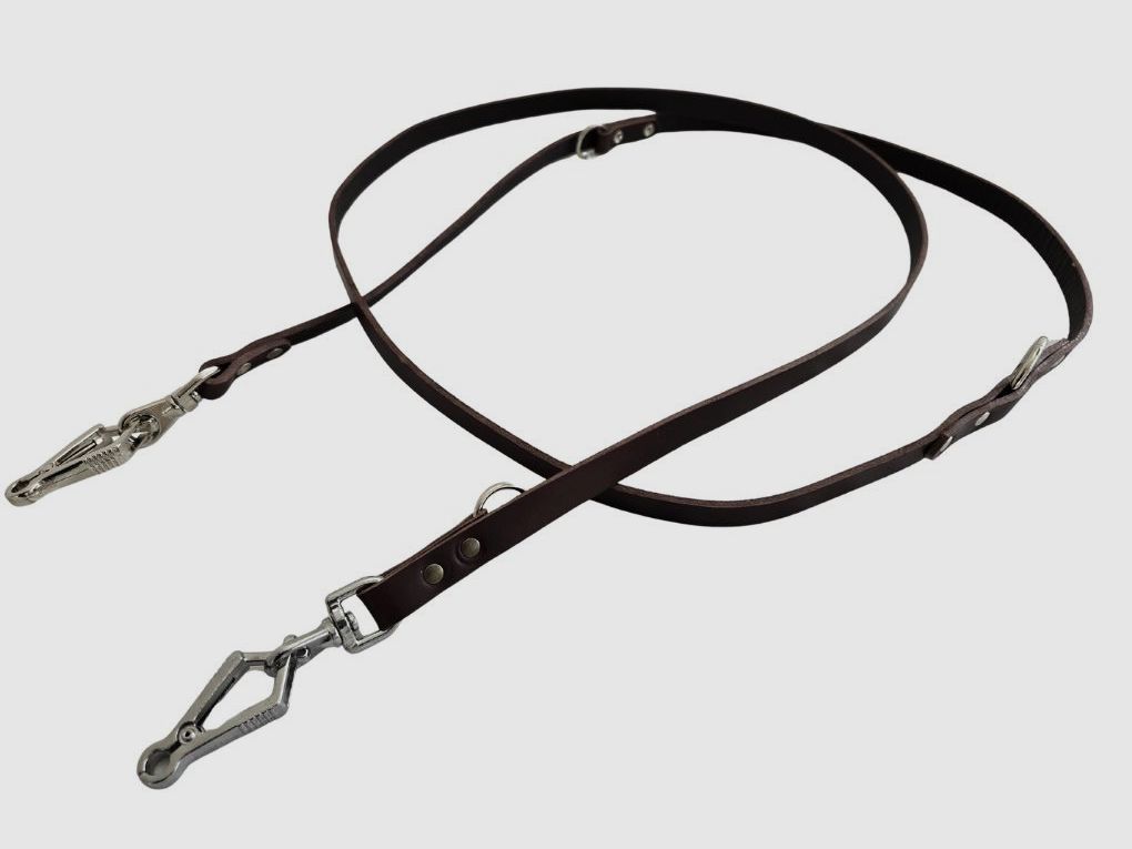 EDELSPORT Hundeleine Leder Braun 3 Fach Verstellbar 15mm Breit 215mm Länge, Bild 1 von 4