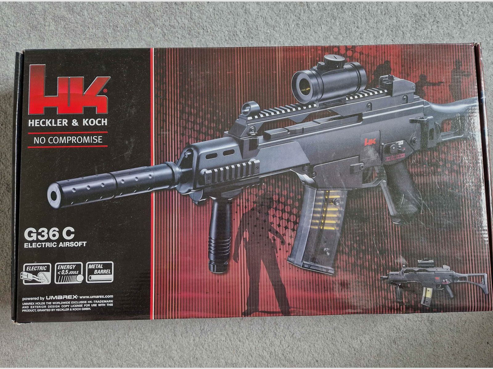 Airsoft / Softair Set – G36C AEG + Beretta 90Two – Beginner set, under 0.5 Joule