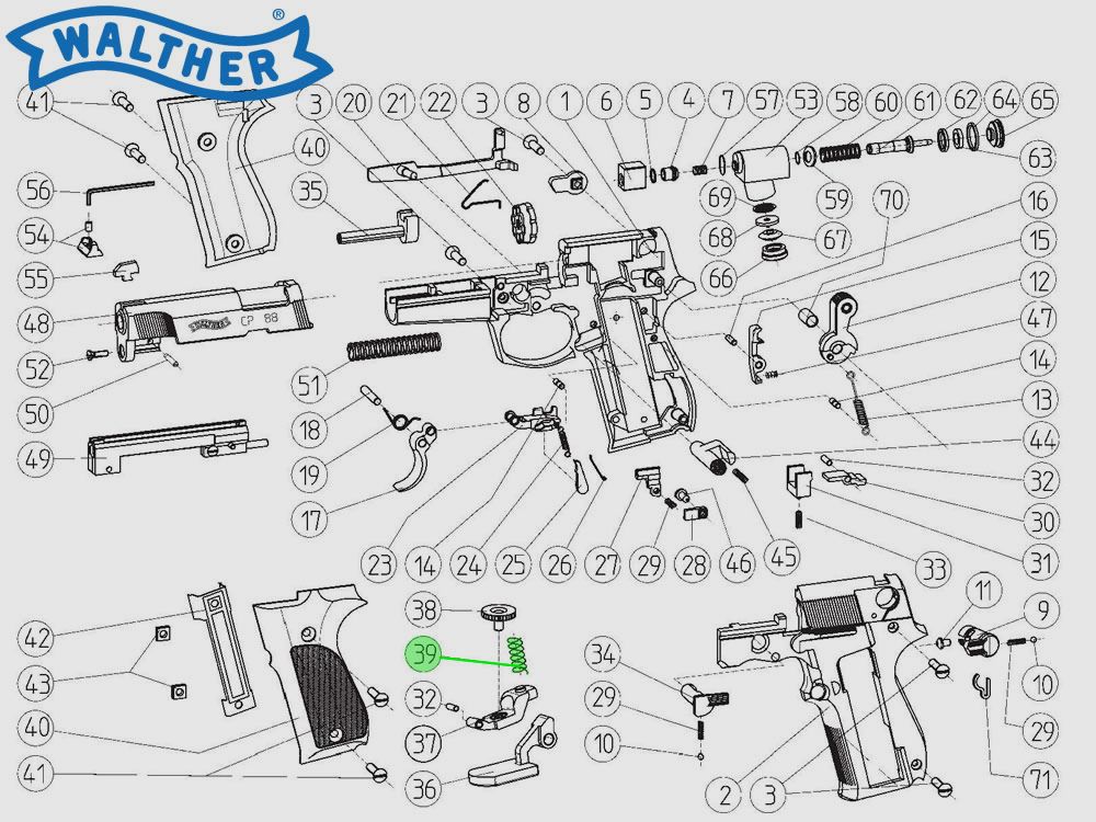 Druckfeder fĂĽr Kapselspanner fĂĽr CO2 Pistole Walther CP88, Ersatzteil