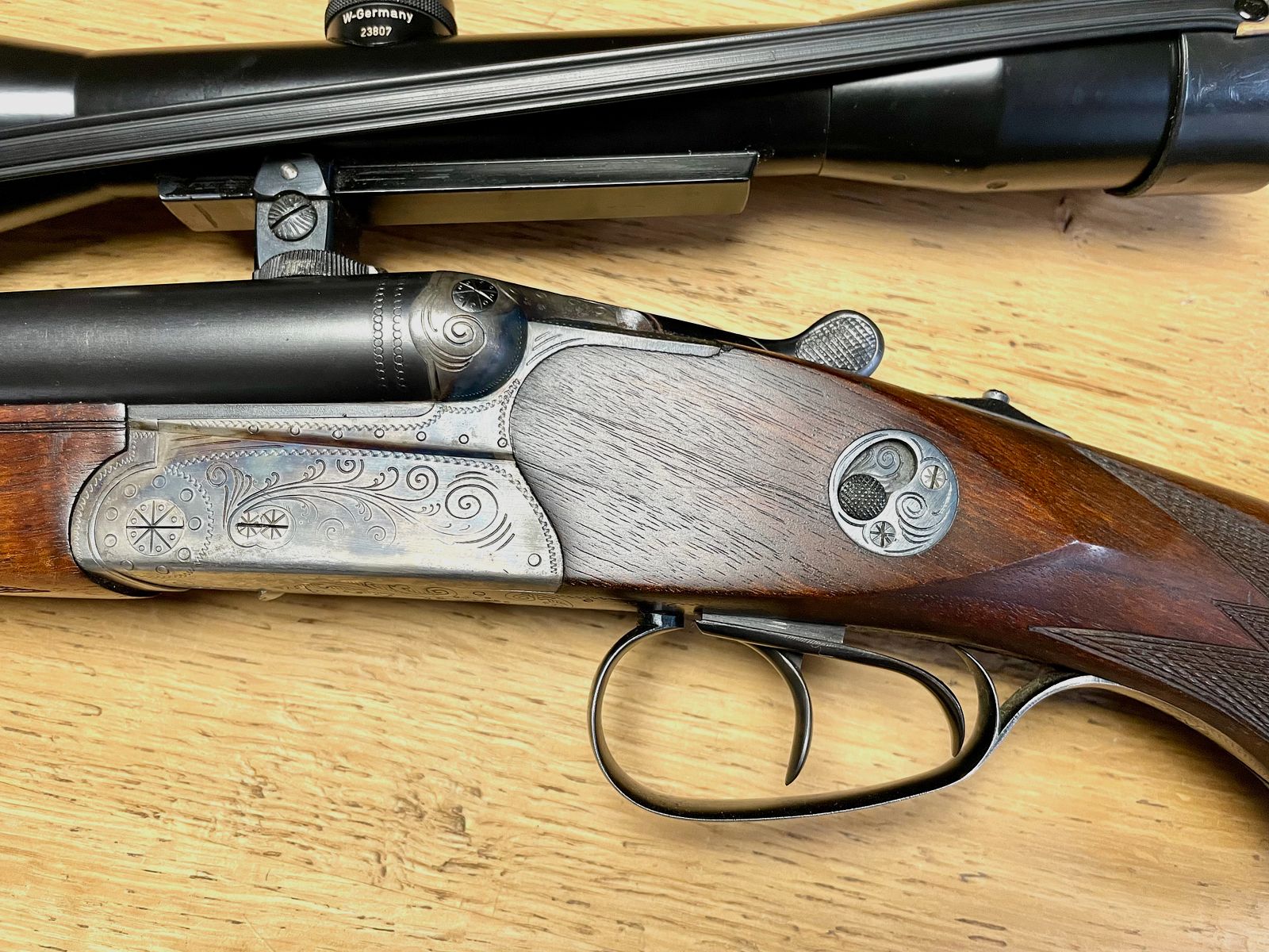 -Drilling- Simson Suhl Mod. Fortuna Kaliber 16/70 & 6,5x57R inkl. ZF Schmidt&Bender 6x42 und Einstecklauf Krieghoff Kal. 16 auf .22WinMag