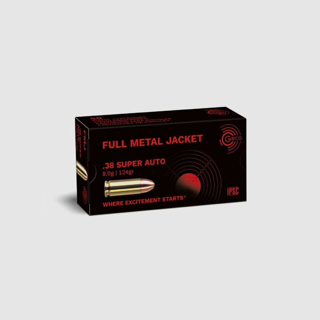 GECO .38 Super Auto Full Metal Jacket 8,0g/124gr - 50 nabojów