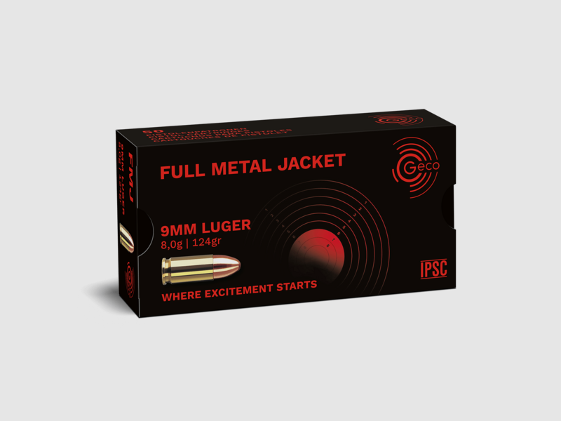 Geco 9mm LUGER FMJ 8,0g 124gr, image 1 sur 2