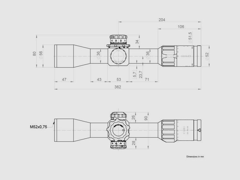 KAHLES ZF m. Leuchtabsehen (1. BE) 3,5-28x50i K328i REFINED Abs. SKMR+|36mm|CCW|li|10MIL