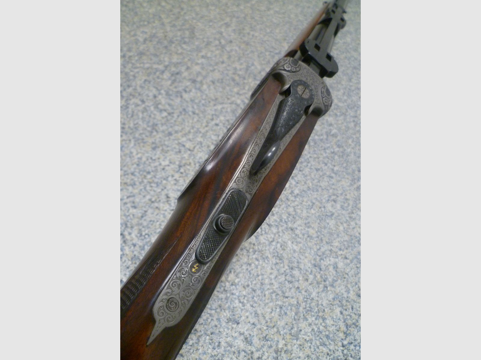 Seitenschloss - Bockdrilling Ludwig Borovnik Ferlach 16/70 & 7x65R & .22 Hornet