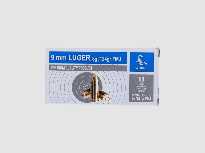 STV Scorpio 9mm Luger 8,0gr/124grs. 50 cartouches