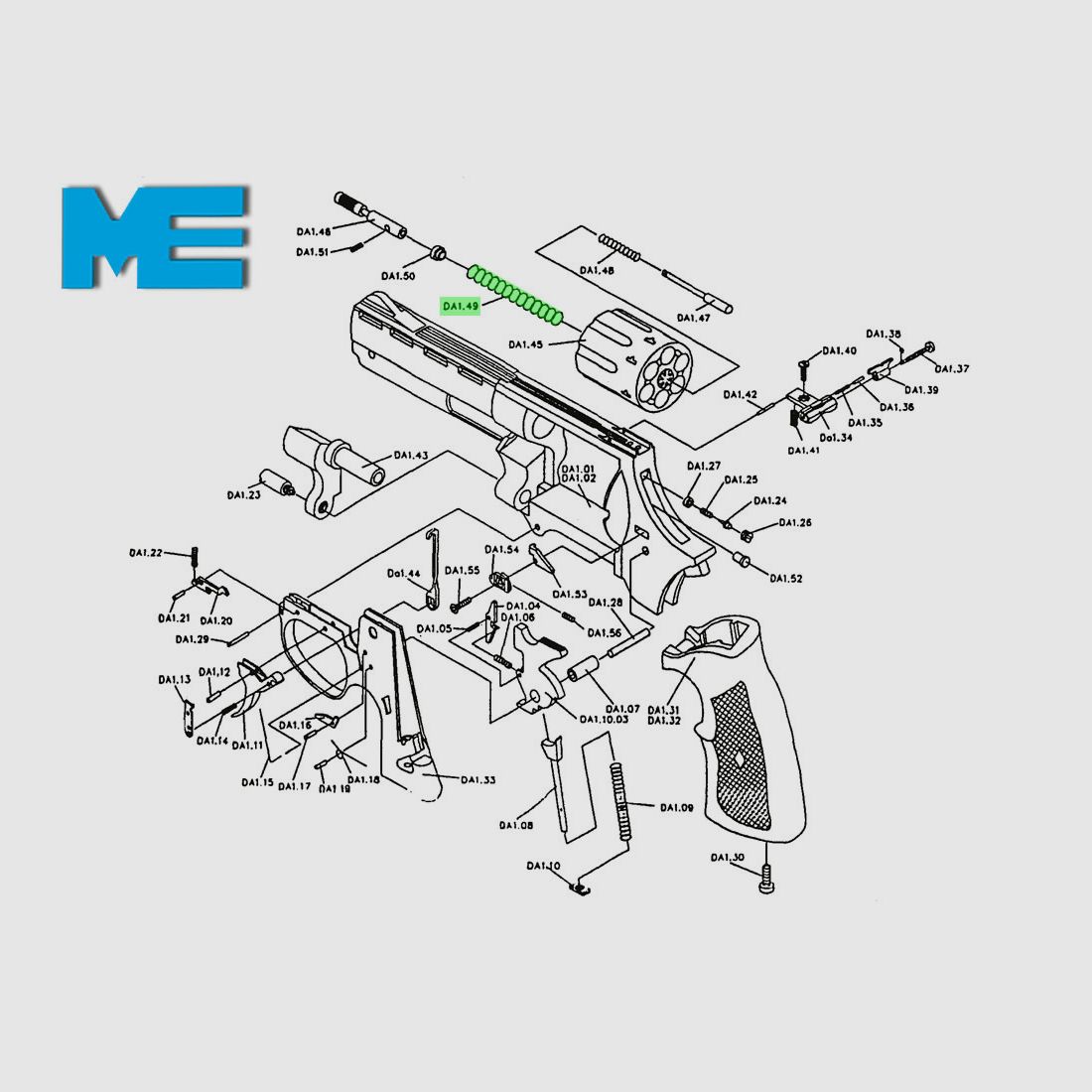 Feder fĂĽr Trommelachse fĂĽr Revolver Bull Barrel, Ersatzteil DA1.49