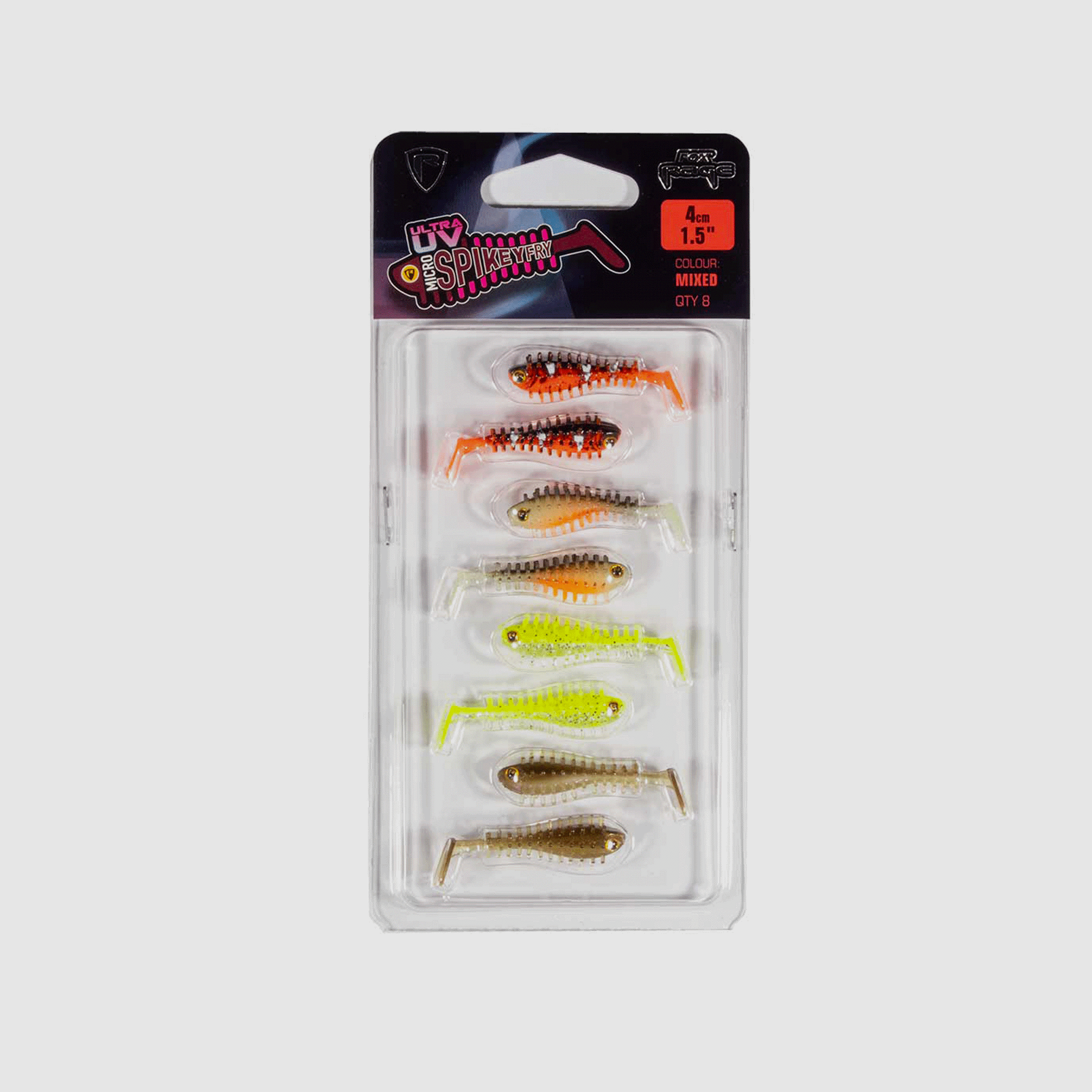 FOX RAGE – ULTRA UV MICRO SPIKEYFRY 4cm 1.5″ MIXED (8PZ), image 1 of 5