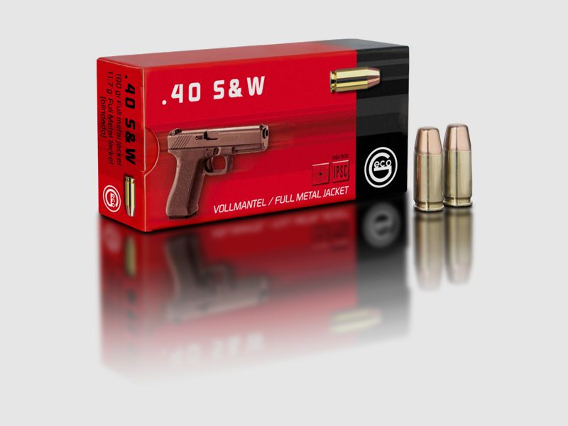 Geco .40 S&W pełnopłaszczowy o płaskim czubku 180g.