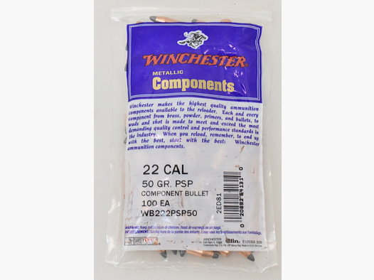 100 Winchester Geschosse .22 Pointed Soft Point 50gr.