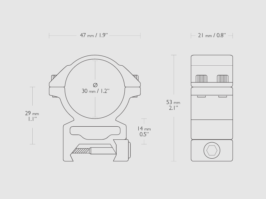 HAWKE attacco alto per cannocchiale da puntamento, Weaver / Picatinny, cannocchiale da puntamento con diametro di 30 mm, immagine 2 di 3