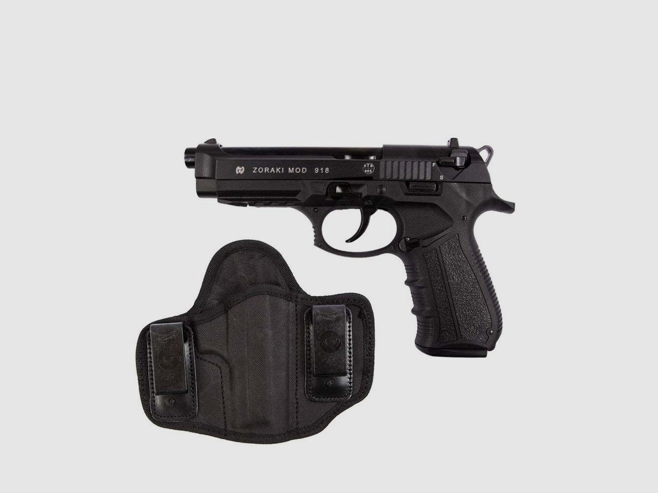 Divers 918-P blank pistol blued 9mm PAK holster set