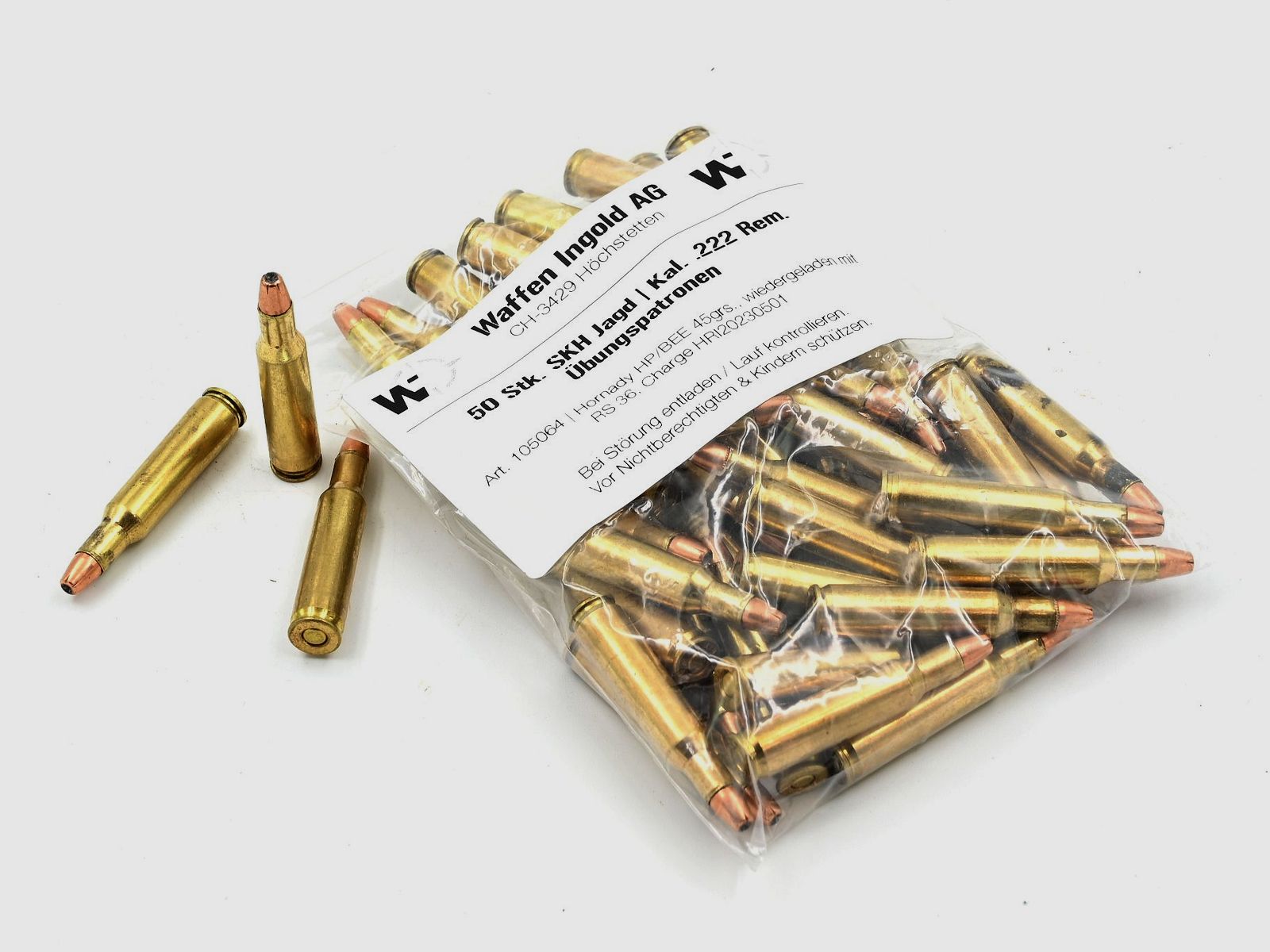 SKH, 222 Rem., HP/BEE, 45 gr., 50 st. (Hornady-kogel)