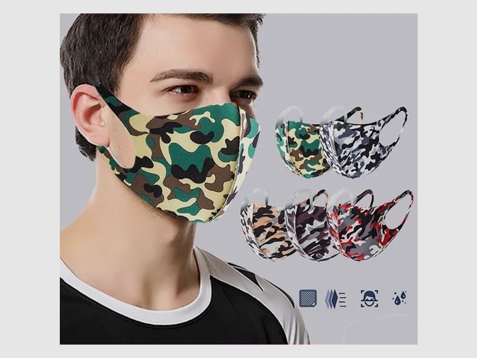 Mund-Nase-Abdeckung / Community Maske -Camouflage Grün- für Sie und Ihn