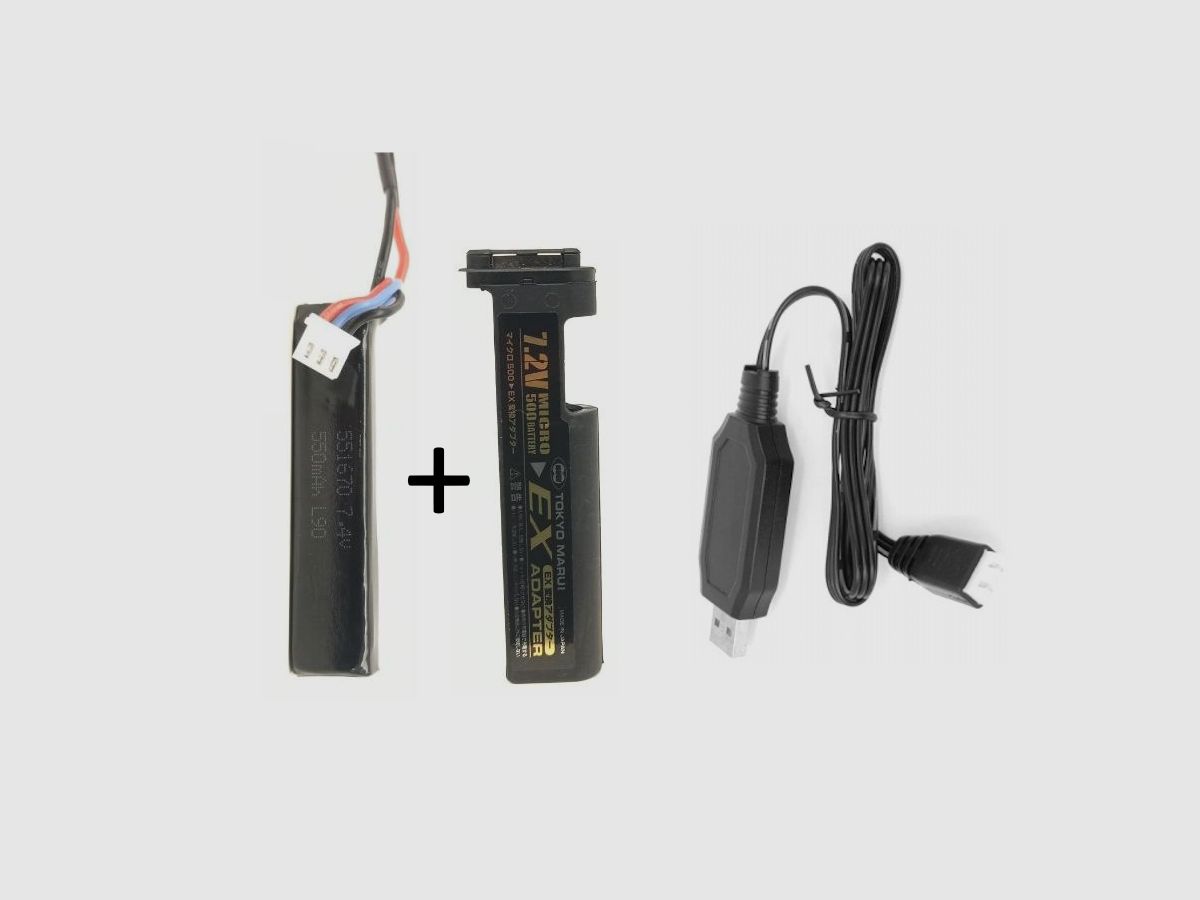 Tokyo Marui "EX Akku Conversion" - mit 550mah 7,4V Lipo Akku für MP7/MAC-10 AEP-MP