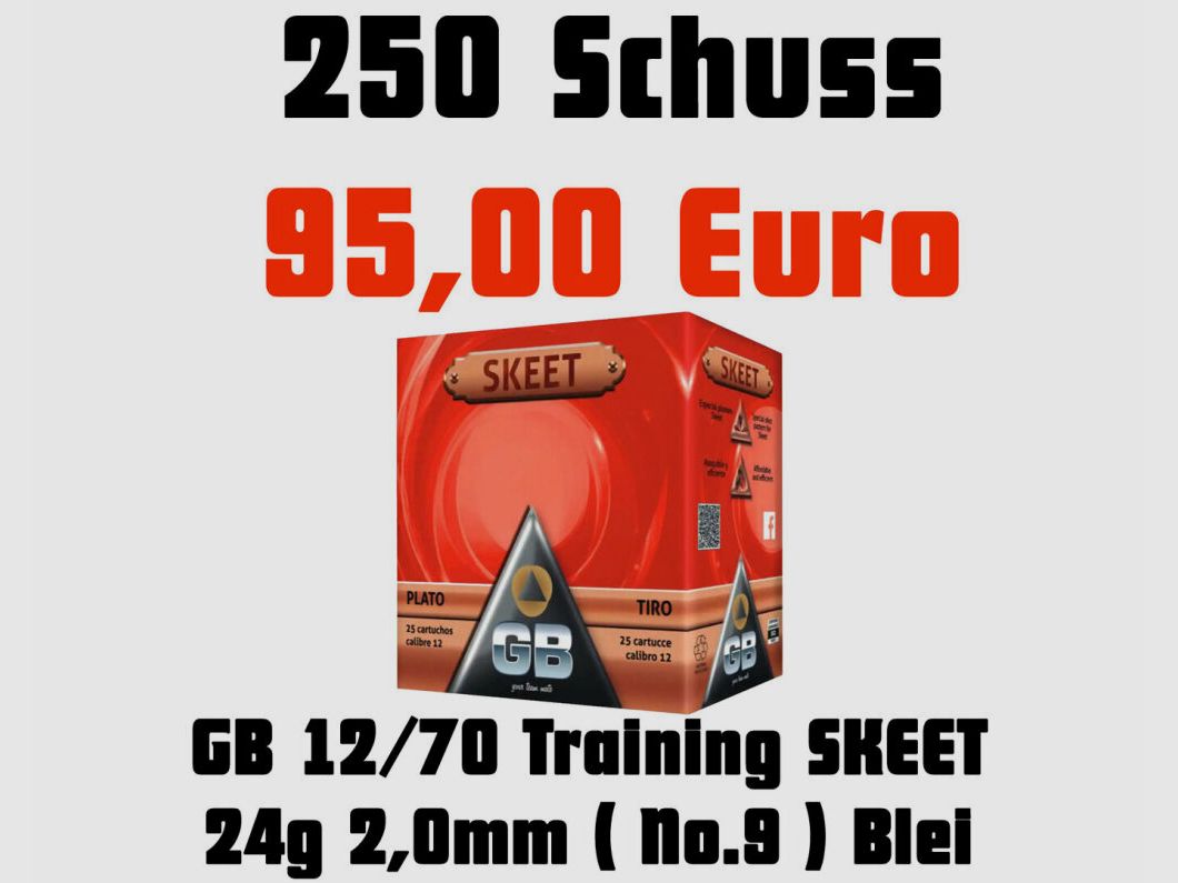 GB Training Skeet 2,0 mm 24g 250-Schuss Bleischrot