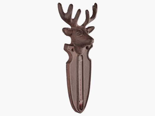 Lovergreen decoration motif thermometer made of cast iron with deer head