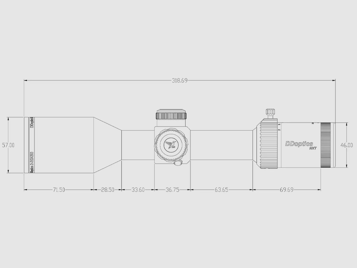 DDoptics 442000301 luneta V10 2-20x50 NXT MRAD A4N instrukcja włókno