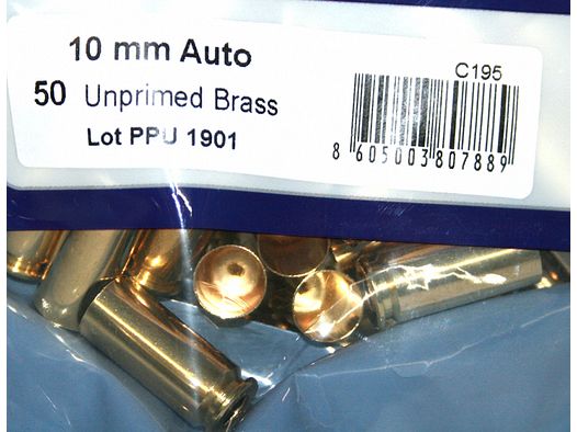 50 Stück > NEUE PPU / PrviPartizan Kurzwaffenhülsen 10mm Auto Boxerzündung / Unprimed Brass #C195