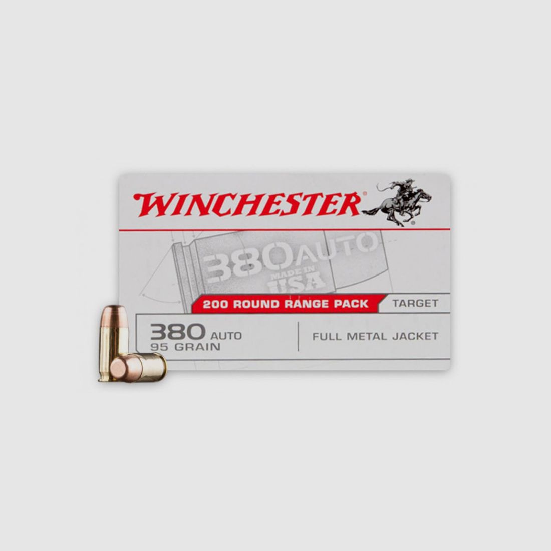 BOX MIT 50 PATRONEN 380 AUTO WINCHESTER PI USA 95G FMJ - B, Bild 1 von 2