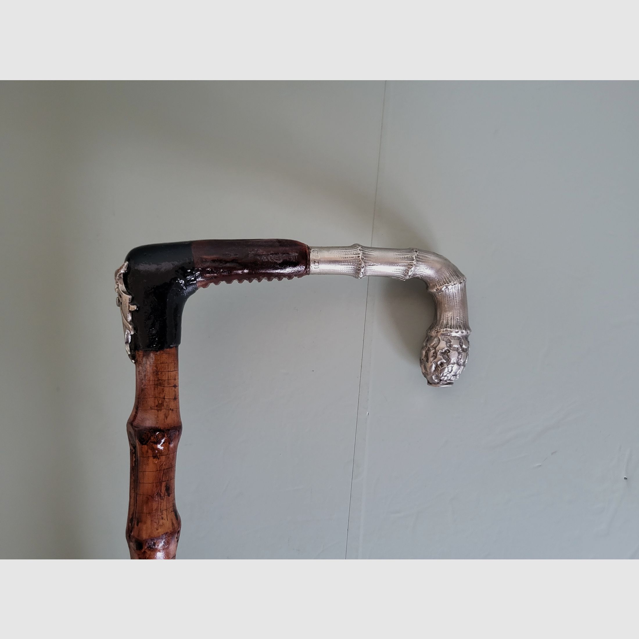 Jäger Spazierstock - 800 Silber - Horn - Wikinger - G .August Schwäbisch Gmund - 1930er Jahre