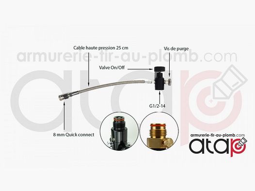 Adaptateur PCP pour bouteille d'air portatif avec système de purge