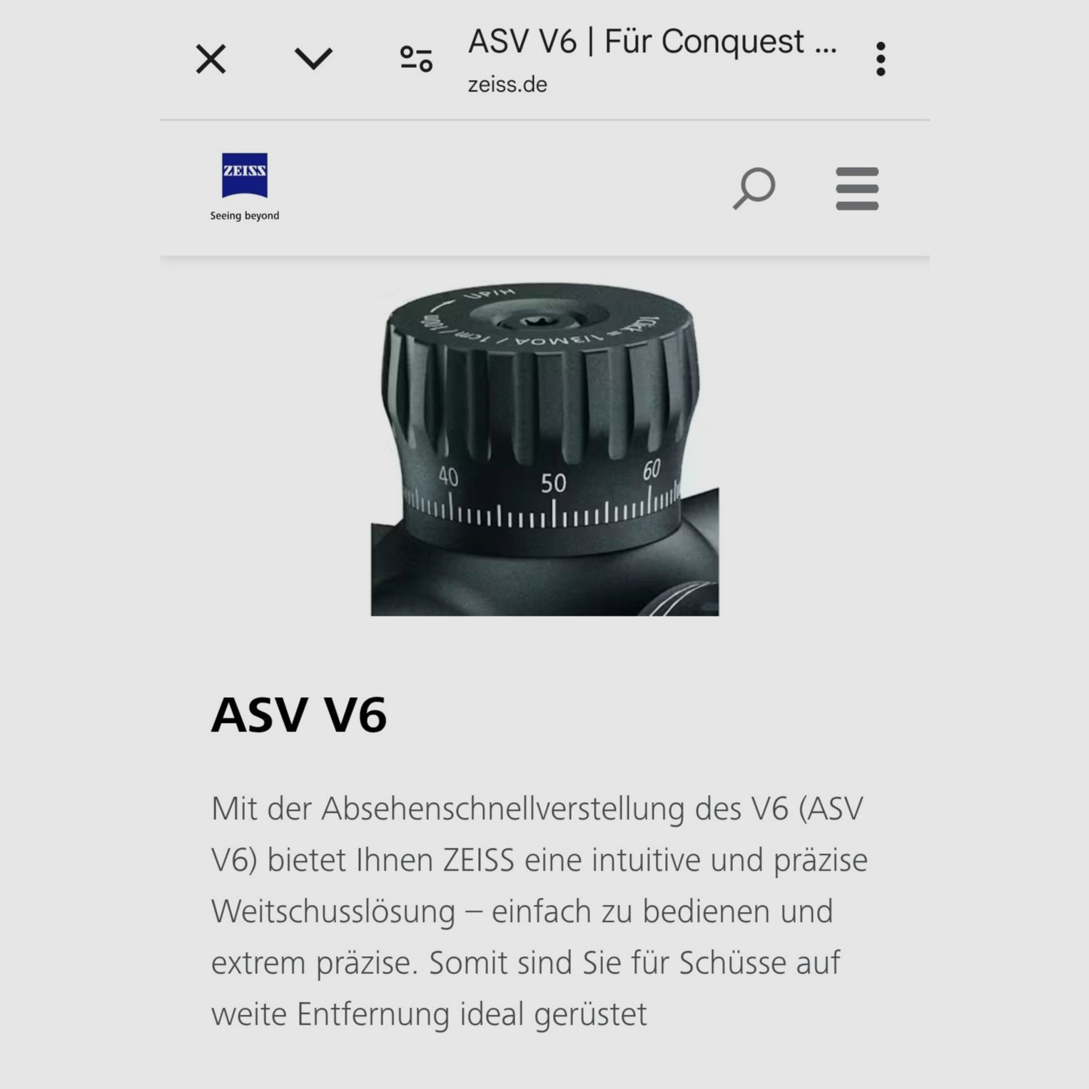 ZEISS Conquest V6 2,5-15x56 mit beleuch.  Absehen 60 und ASV !!