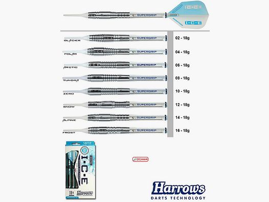 Harrows Darts Technology Ice 90% GArctic 18g Dart et accessoires