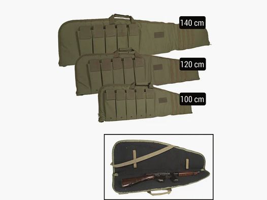 Rifle Case / Gewehrtasche mit Tragegurt, Oliv, 120 cm, mit Abschließvorrichtung