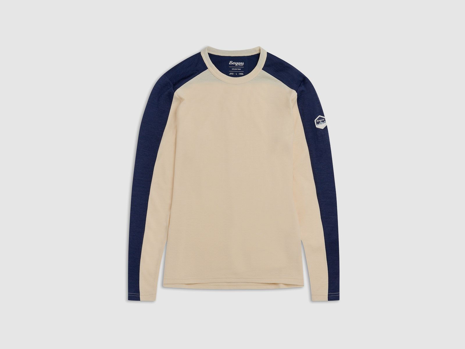Bergans Inner:Dual Merino L/S Thermoshirt Uomo Crema/Blu Navy M