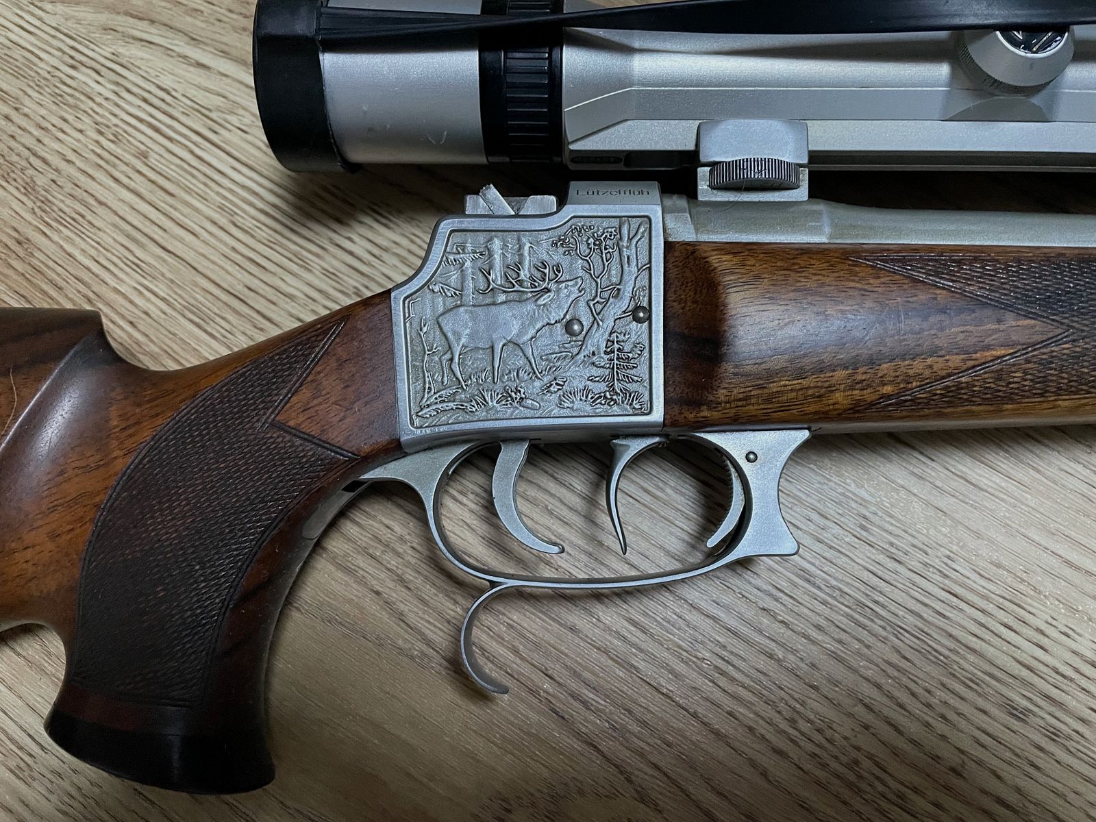 Wüthrich Blockbüchse 7.65 R, Linksschaft mit ZF Zeiss 