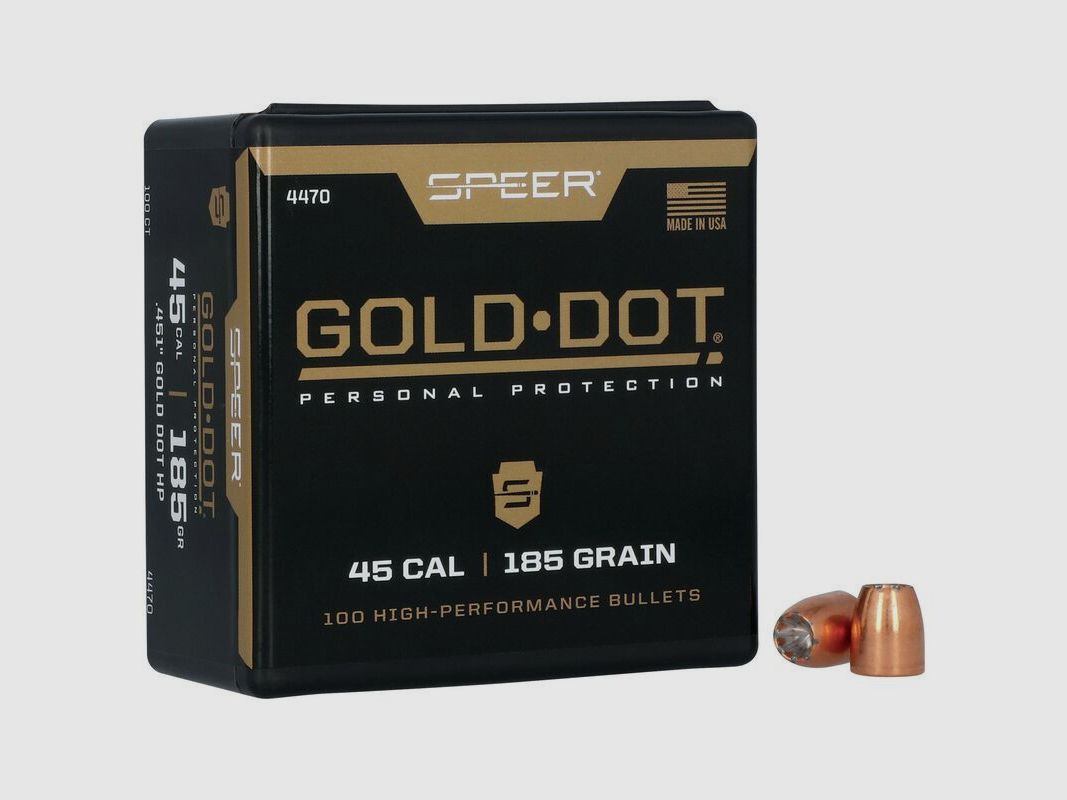 SPEER Gold Dot HP Bullets – .451″ – 185 grains
