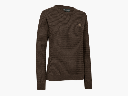 Deerhunter Lady Harrington Kabelgebreide Trui Dames Bruin Melange 38