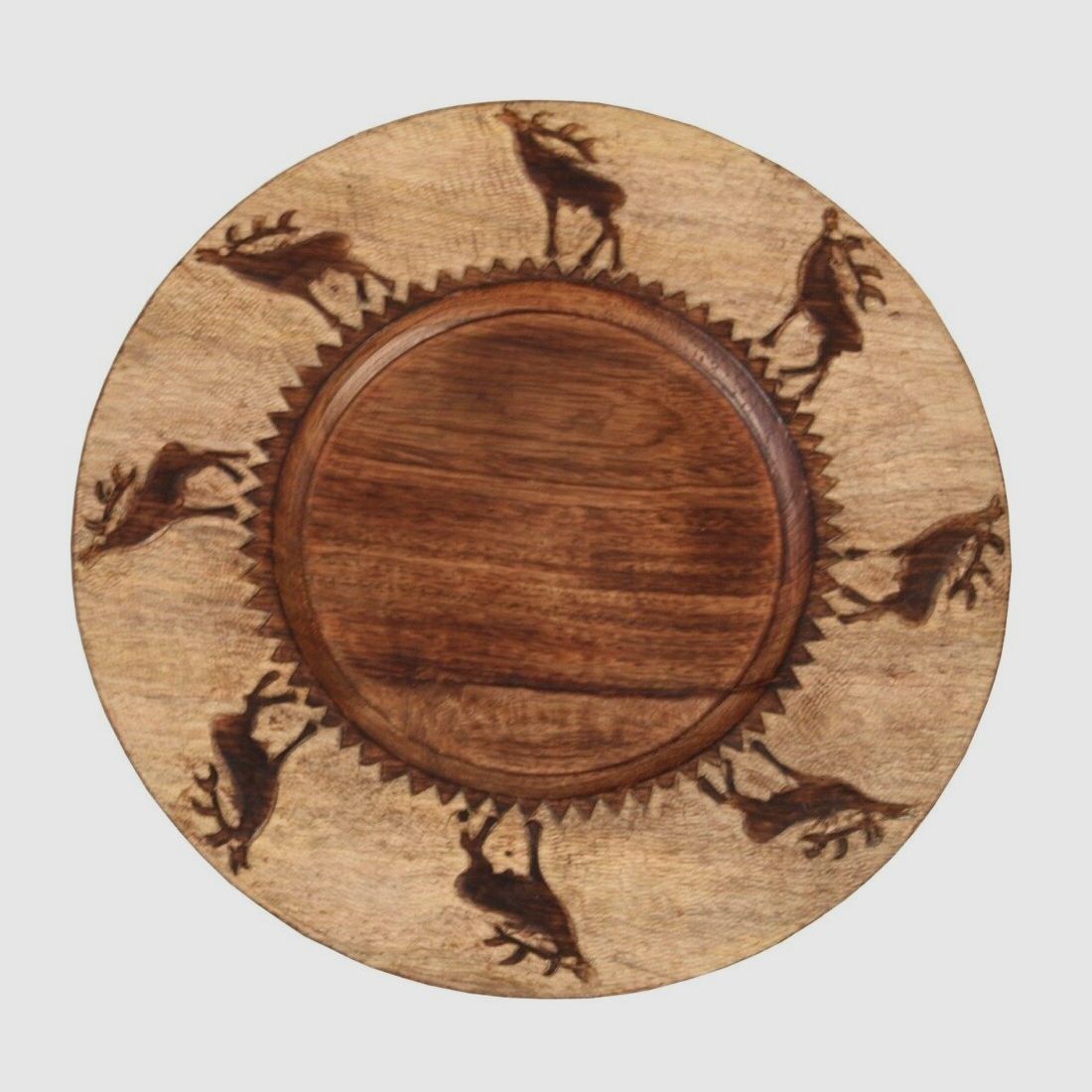 Motivo Lovergreen Arte della Tavola (Piatto da Parete) Cervo Ruggente in Legno