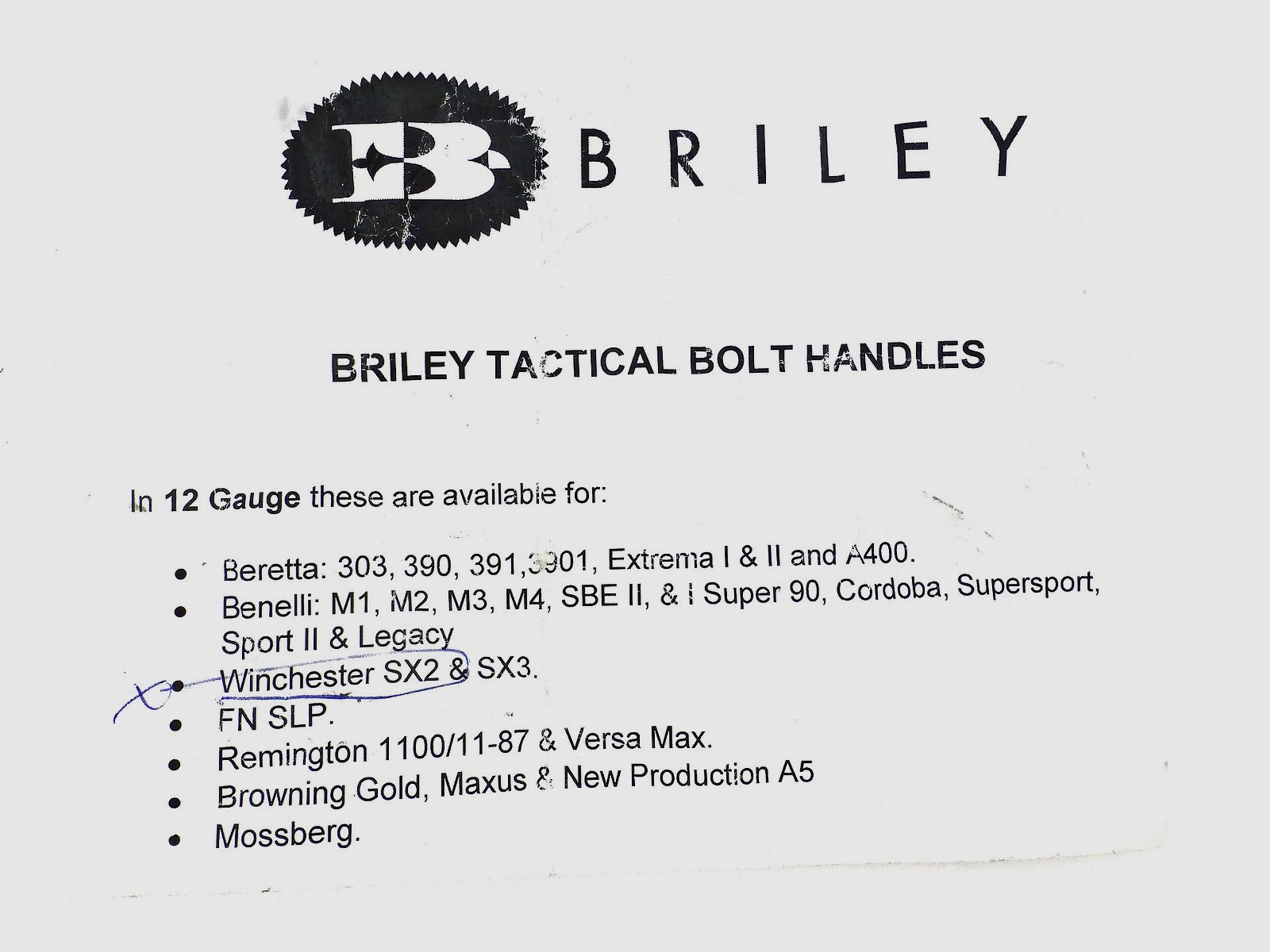 Verschlusshebel BRILEY für Flinte Winchester SX2 / 3, Bild 2 von 3
