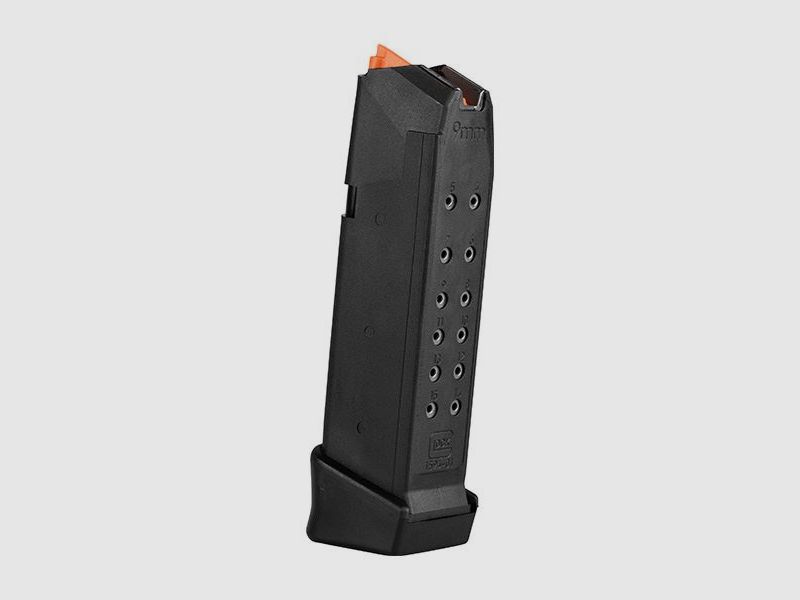 Glock Magazin G19+2 – 9mm Luger – 17 Schuss – Schwarz/Orange (Zubringer)