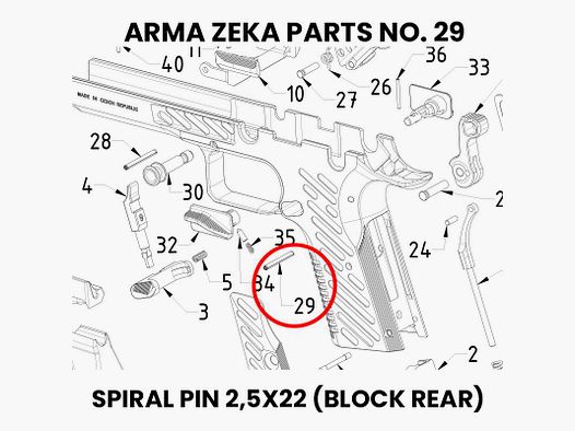 ARMA ZEKA SPIRAL PIN 2,5X22 (BLOCK REAR)