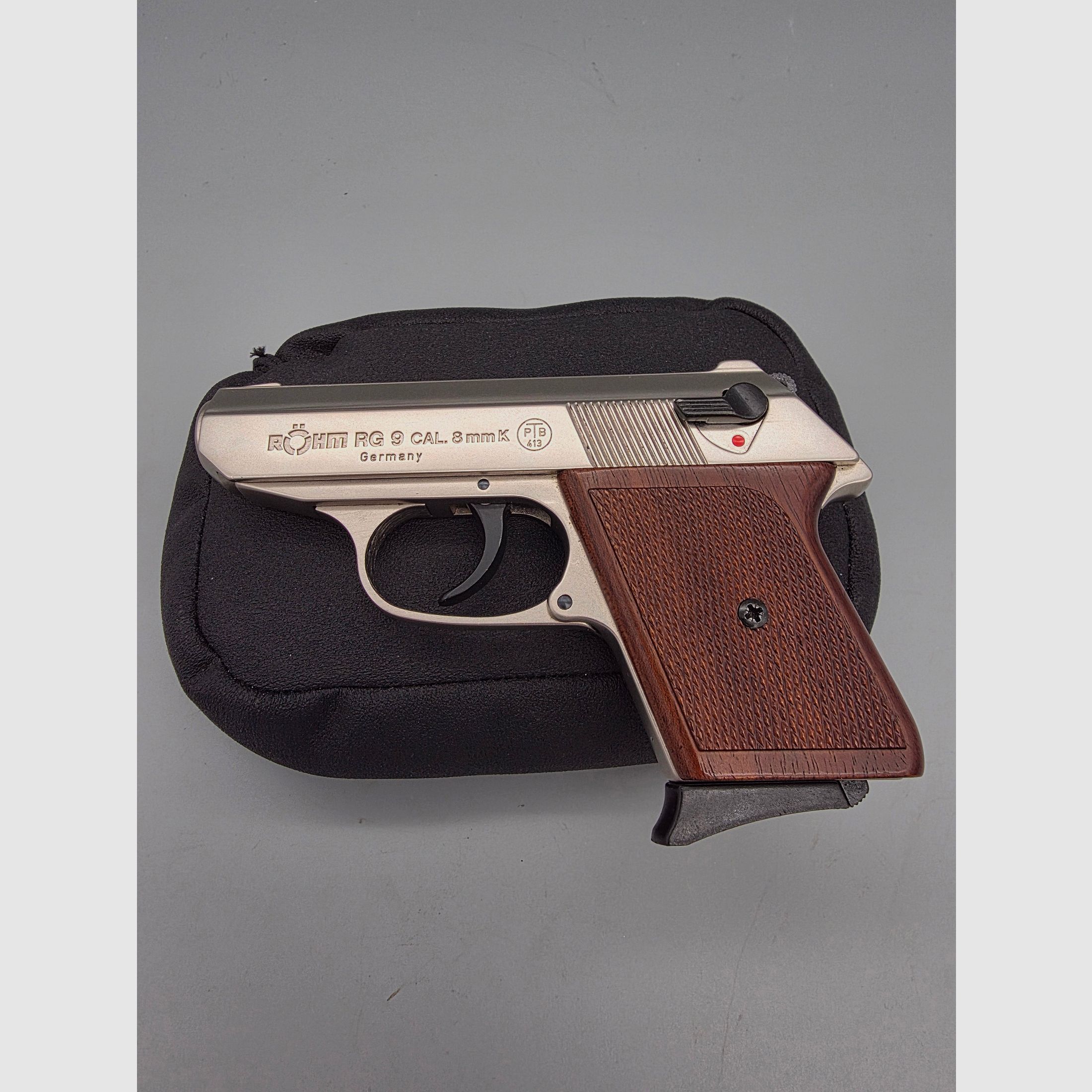 Röhm RG9 PPK Klone PTB 413 Nickel de l'année 1994 Calibre 8mm K Schreckschuss SRS RG 9