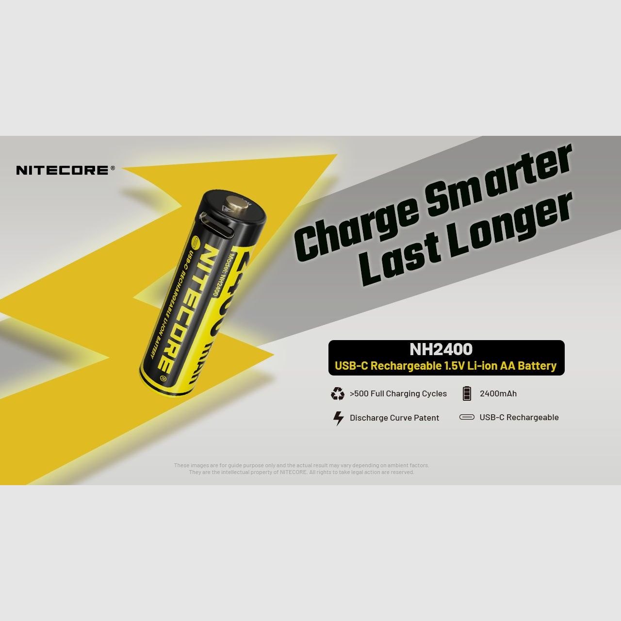 Nitecore NH2400 Wiederaufladbare AA-Li-Ionen-Batterie 2400 mAh mit USB-C-Anschluss, 4 Stück, Bild 4 von 7
