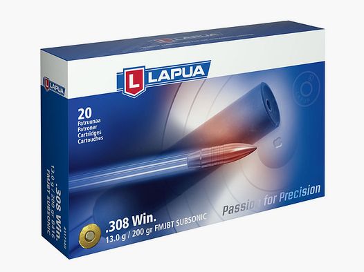 Kal. 308 Lapua BT Subsonic FMJ 200 Grain Verpackung 20 Stk.
