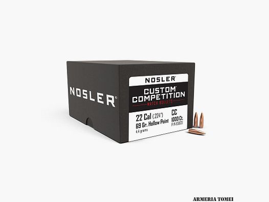 GESCHOSSE ZUM WIEDERLADEN – NOSLER – 22 Kal. (.224″) 69gr (4,4 Gramm) HPBT Custom Competition® -65823